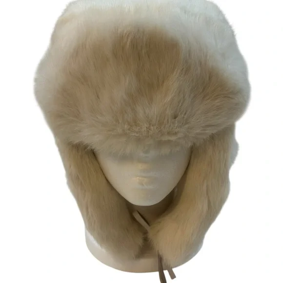 Vintage 80s Snow White Real Rabbit Fur Trooper Hat - Quilted  display picture 1